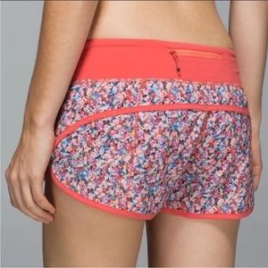 LULULEMON Speed Up Shorts Size 8 Prizm Petal Orange Multi Tracker Hotty Running